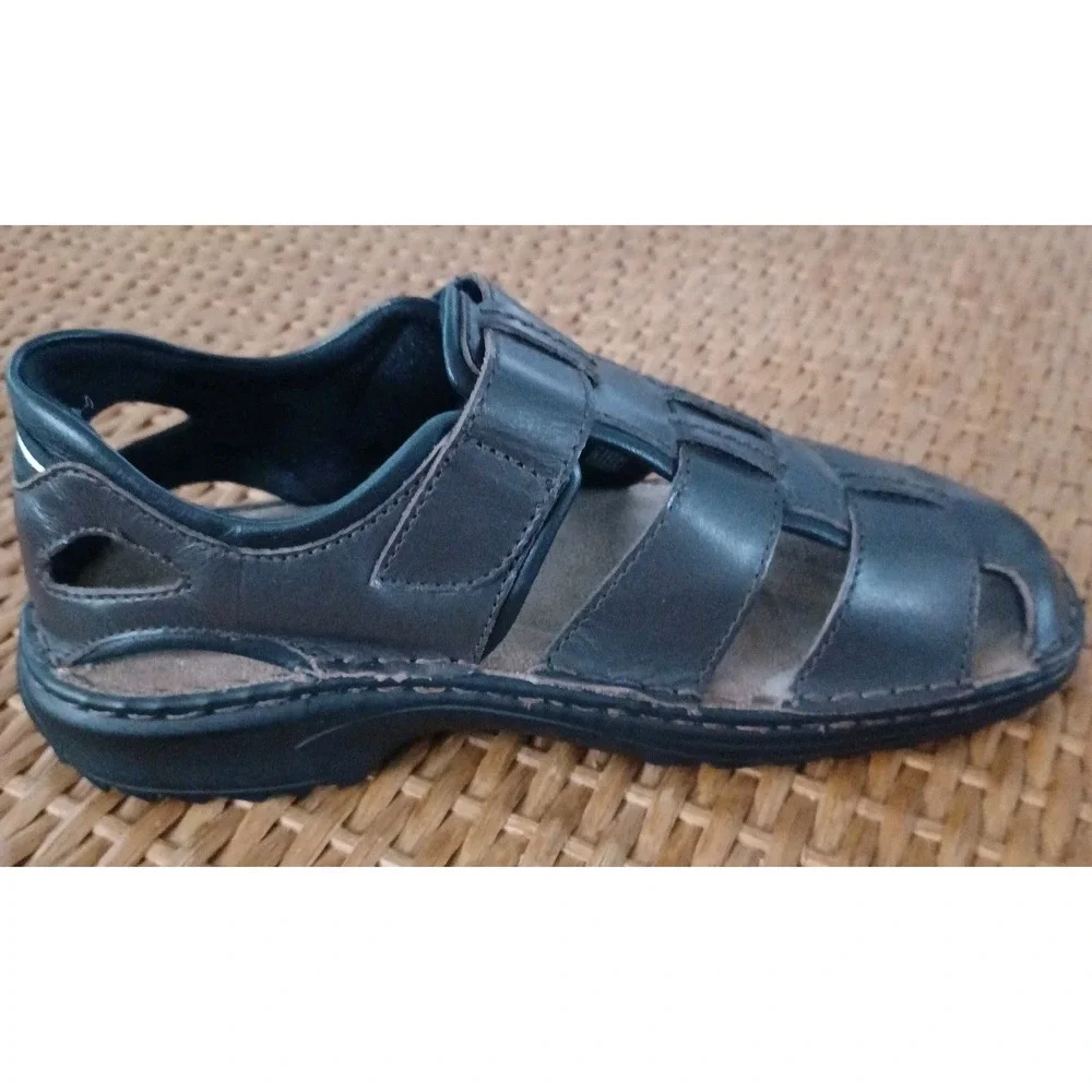Josef Seibel Mens Leather Fisherman Sandals Dark Brown Closed Toe‎ EU 42 US 9